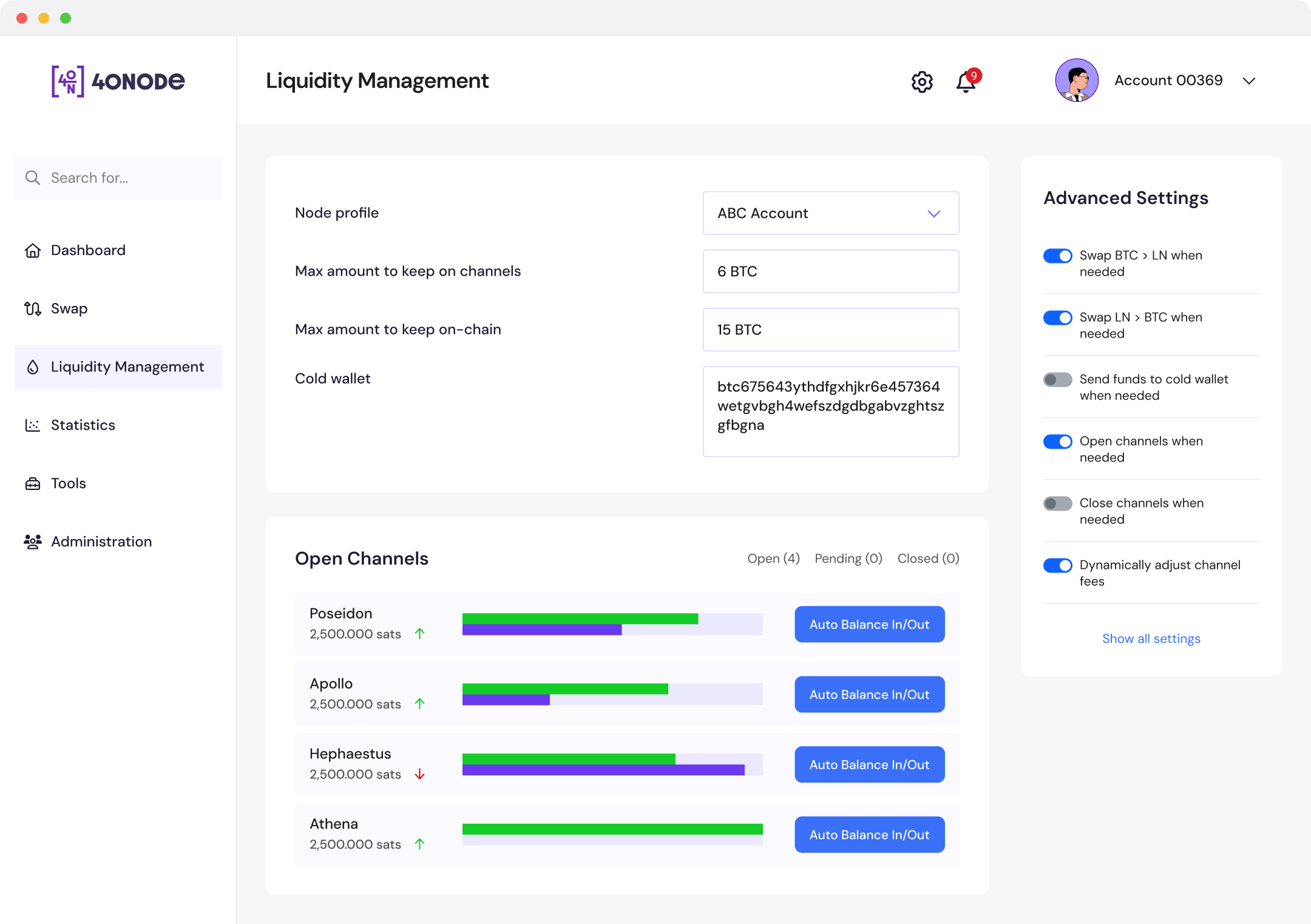 40Node management interface